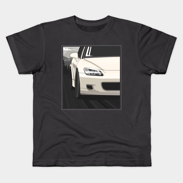 Honda S2000 AP1 Rolling - Platinium White Kids T-Shirt by wearapex